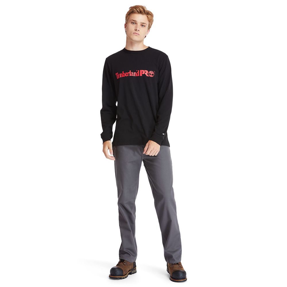 Camisetas Timberland Hombre Pro® Base Plate Long-Sleeve Graphic Negras - Chile VBN-063752